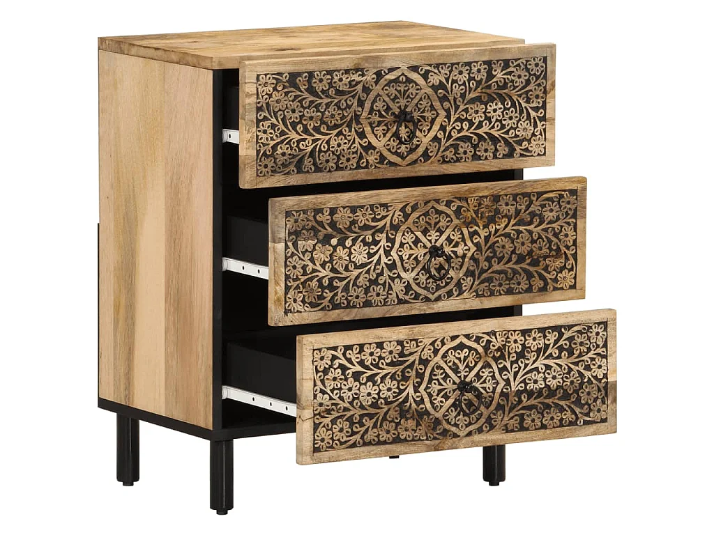 Mesita de noche madera maciza de mango 50x33x60 cm