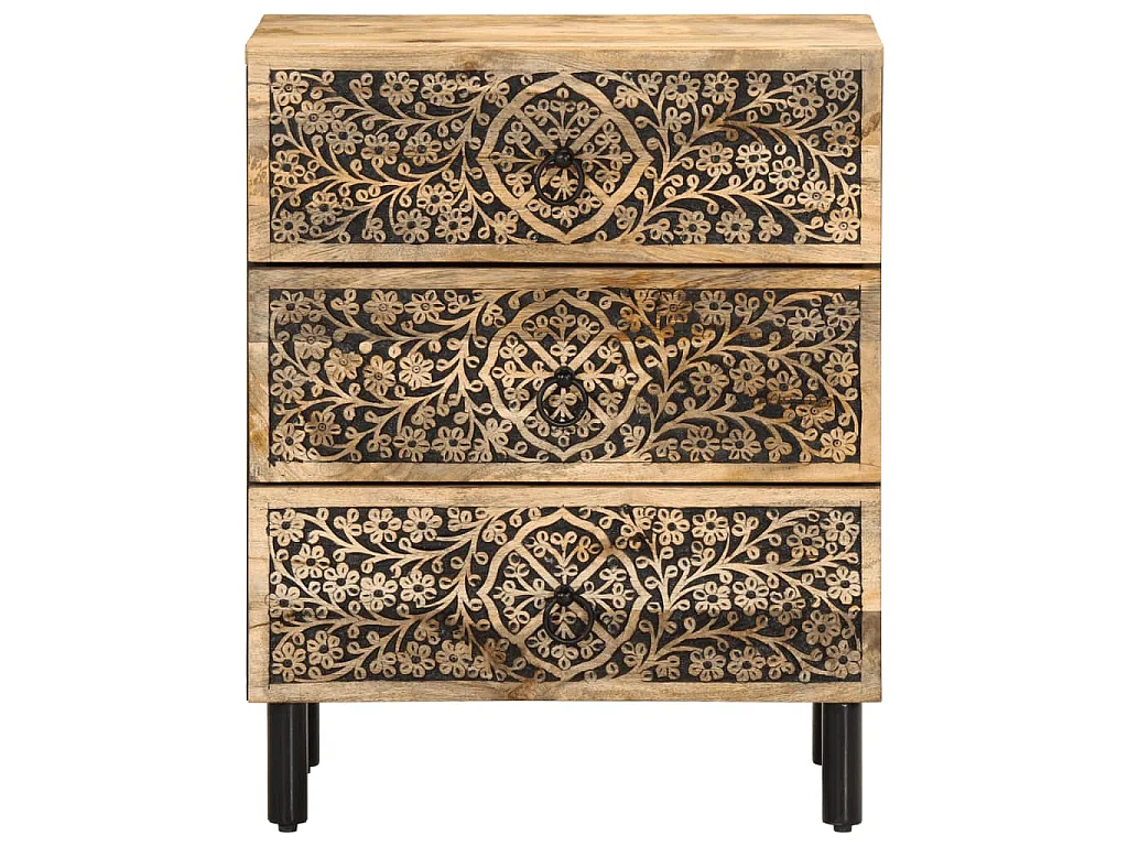 Mesita de noche madera maciza de mango 50x33x60 cm