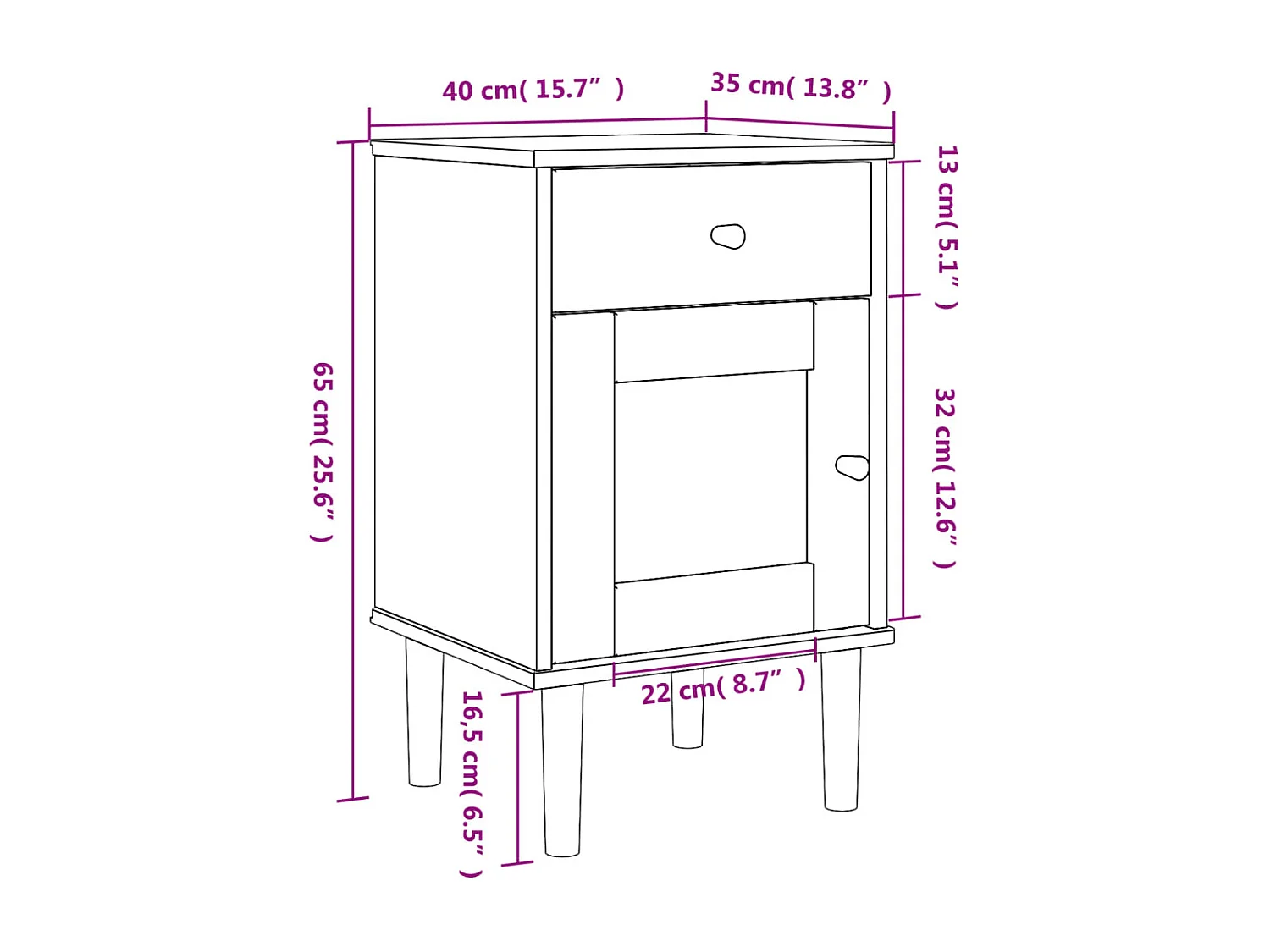 Comodino SENJA Aspetto Rattan Bianco 40x35x65 cm in Legno Pino