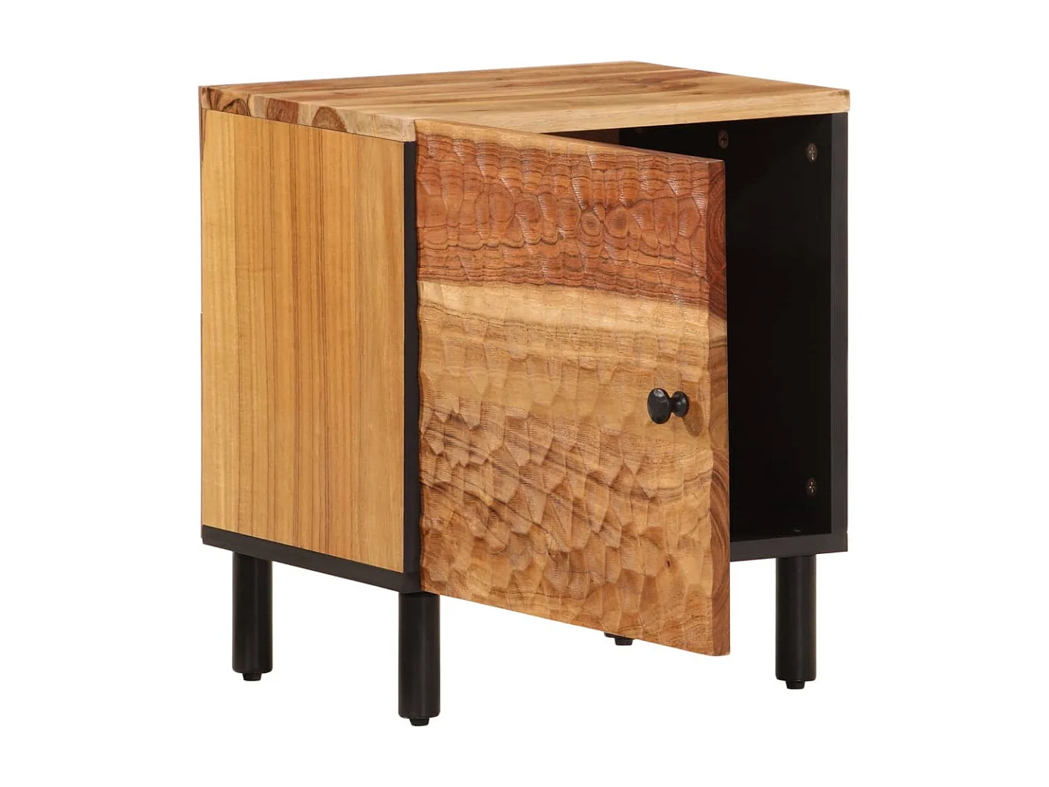 Comodino 40x33x46 cm in Legno Massello di Acacia