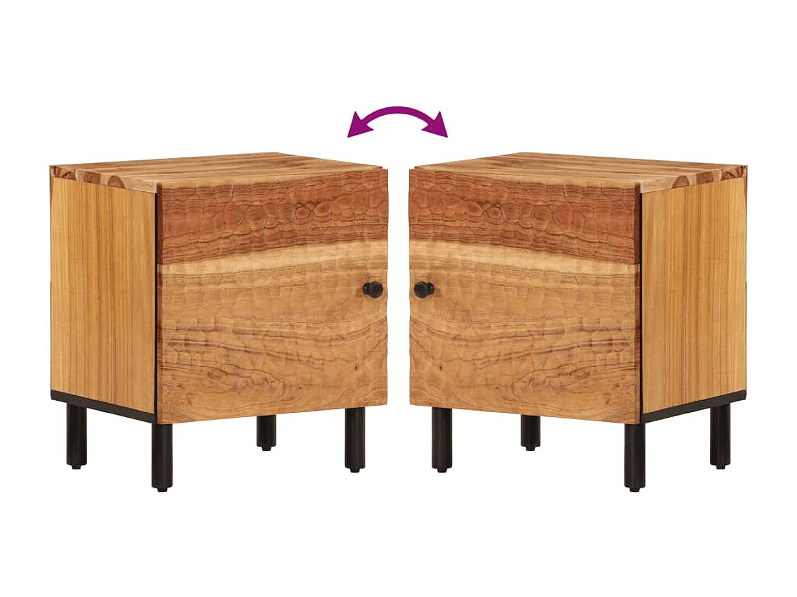 Comodino 40x33x46 cm in Legno Massello di Acacia