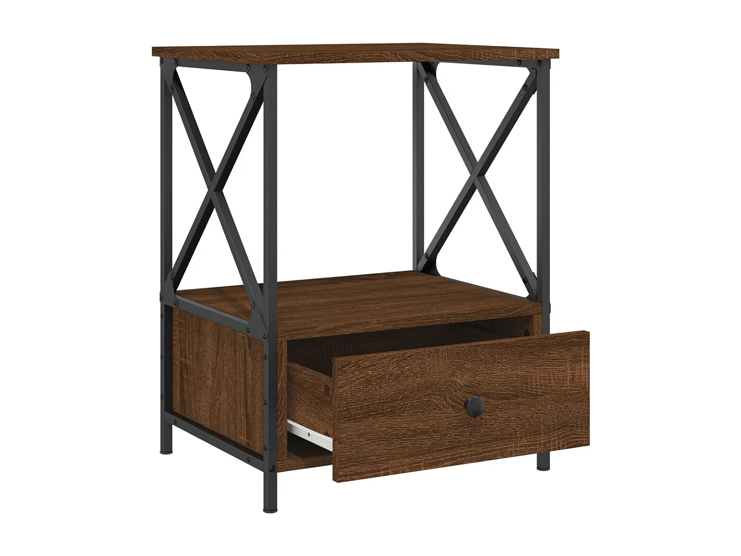 Table de chevet chêne marron 50x41x65 cm bois d'ingénierie
