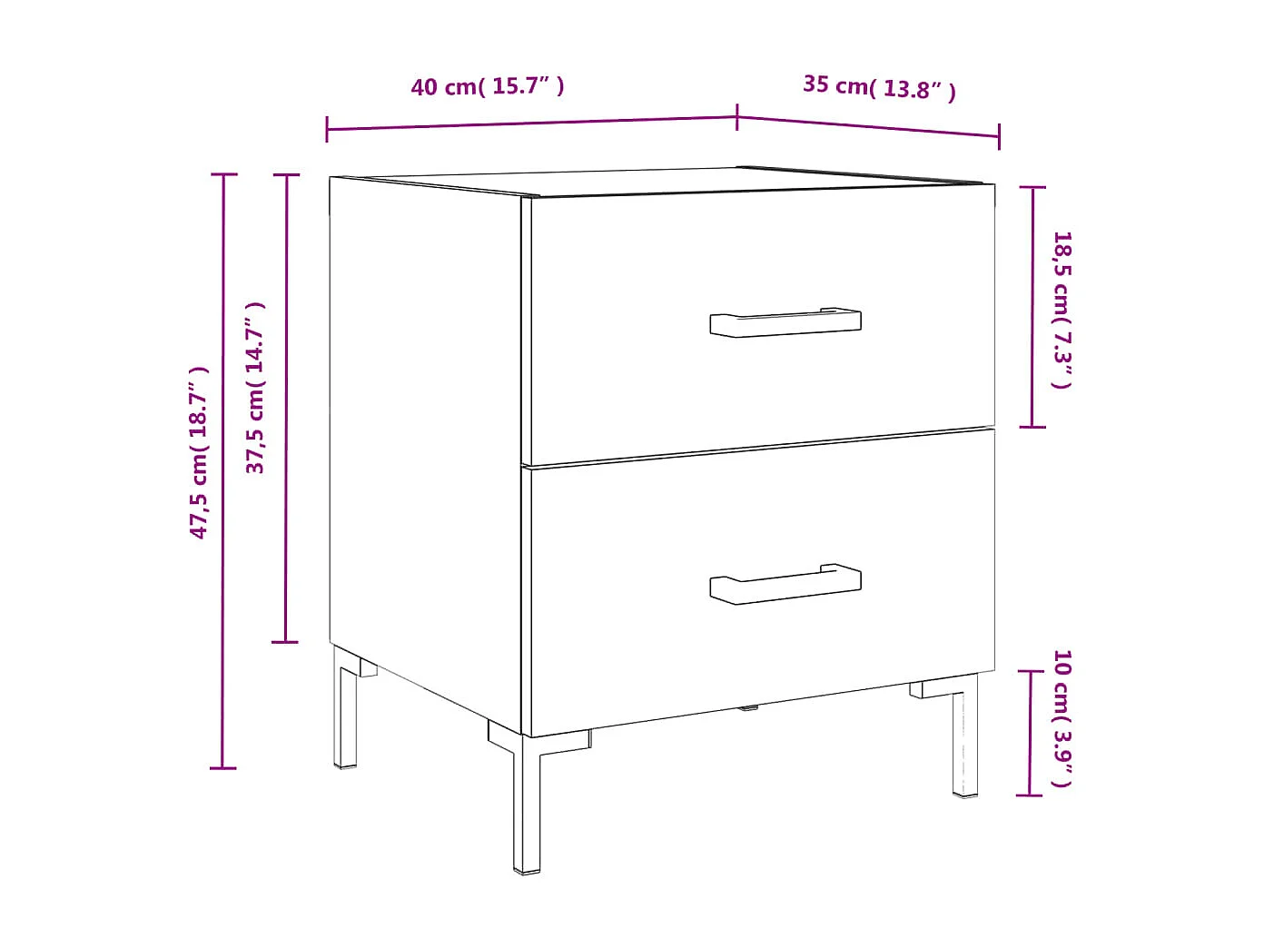 Tables de chevet 2 pcs sonoma gris 40x35x47,5 cm
