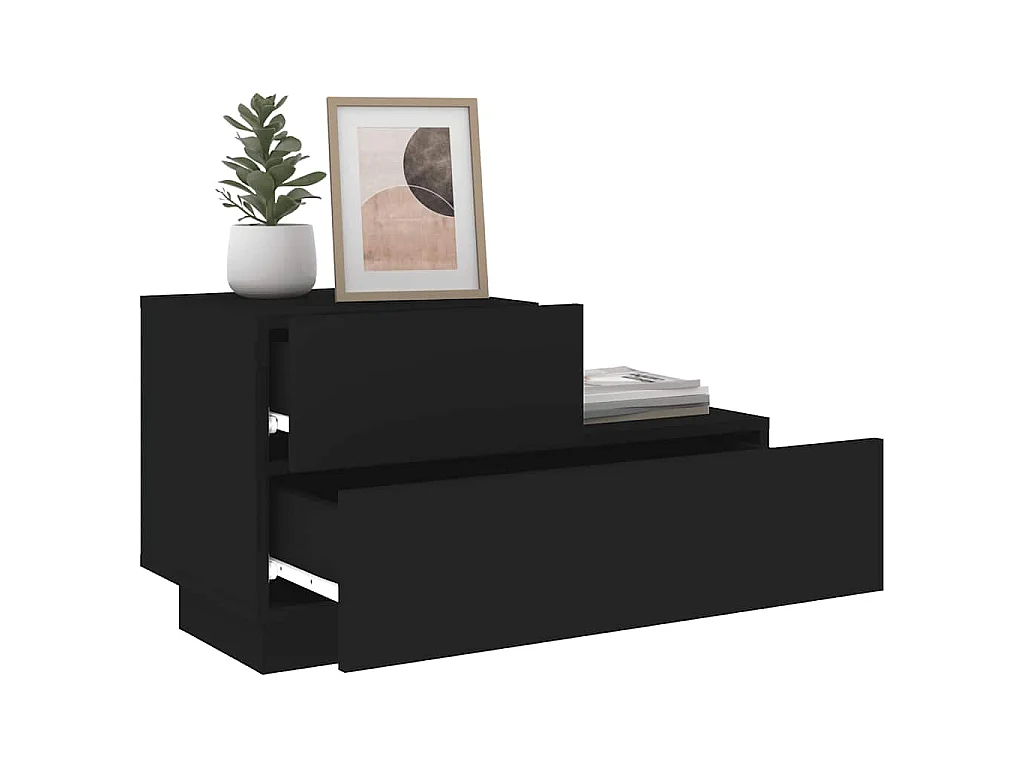 Table de chevet avec lumières LED noir 70x36x40,5 cm