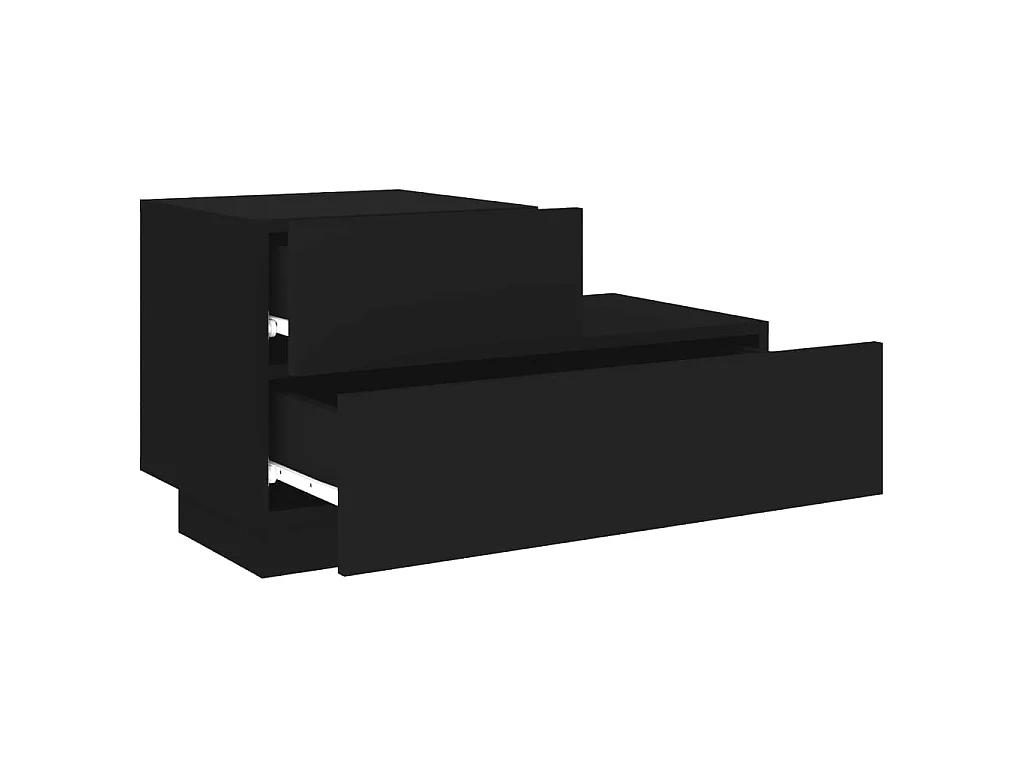 Table de chevet avec lumières LED noir 70x36x40,5 cm