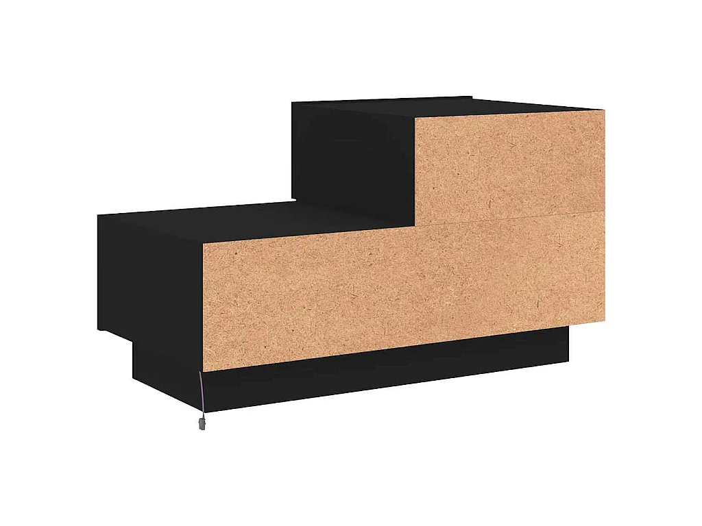 Table de chevet avec lumières LED noir 70x36x40,5 cm