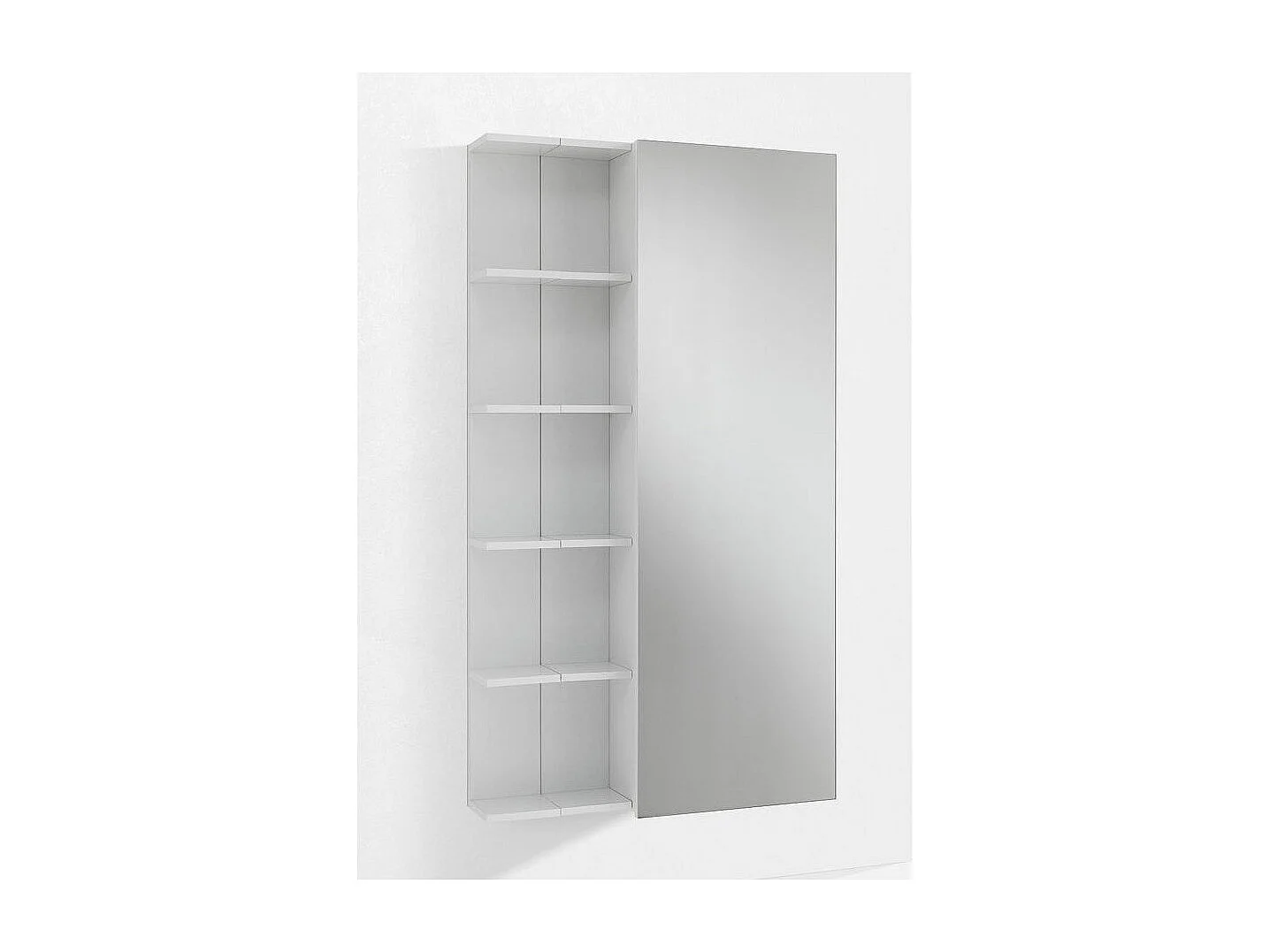 Meuble à chaussures suspendu 1 porte avec miroir bois mélaminé blanc Fée