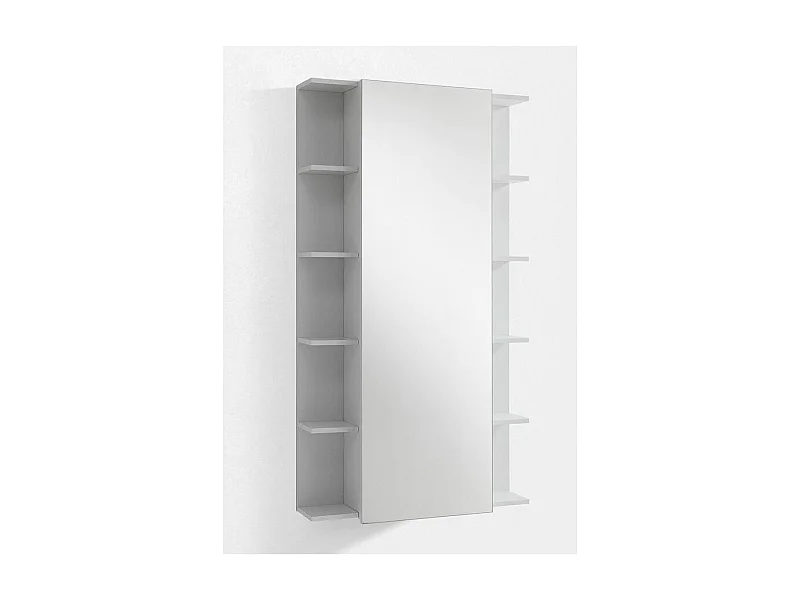 Meuble à chaussures suspendu 1 porte avec miroir bois mélaminé blanc Fée