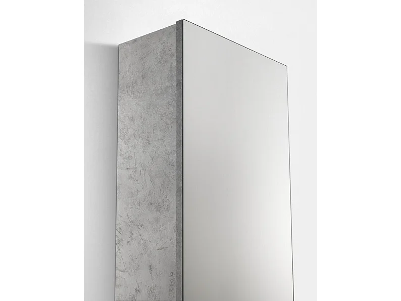 Hangende schoenenkast met 1 deur en melaminespiegel in betoneffect Fée