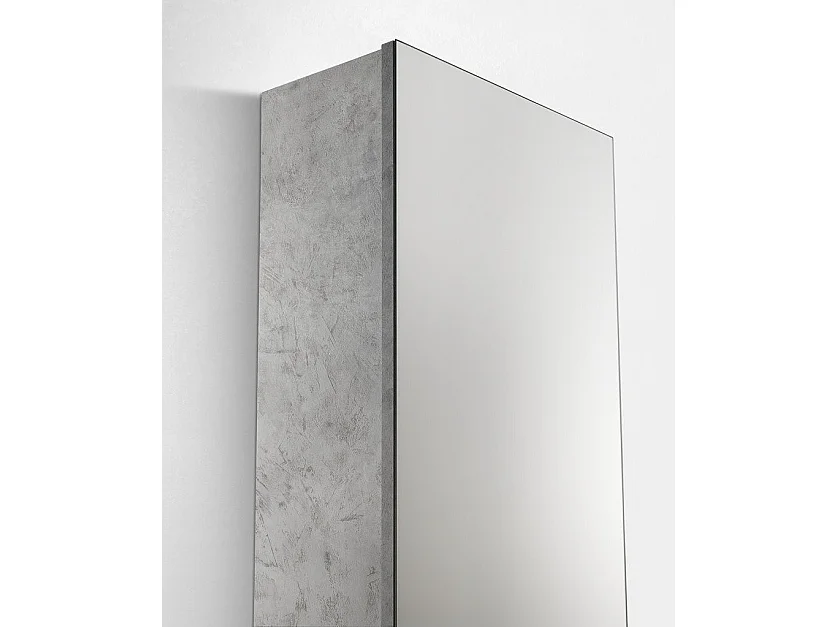 Meuble à chaussures suspendu 1 porte avec miroir mélaminé effet béton Frem
