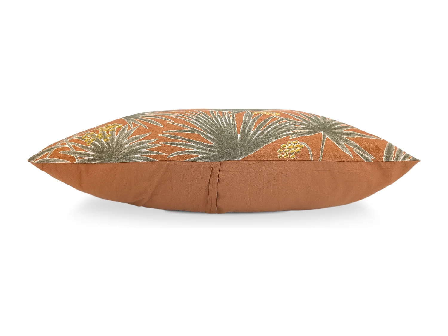Housse de coussin 40x60 cm lin lavé motif végétal PALAWAN Terracotta