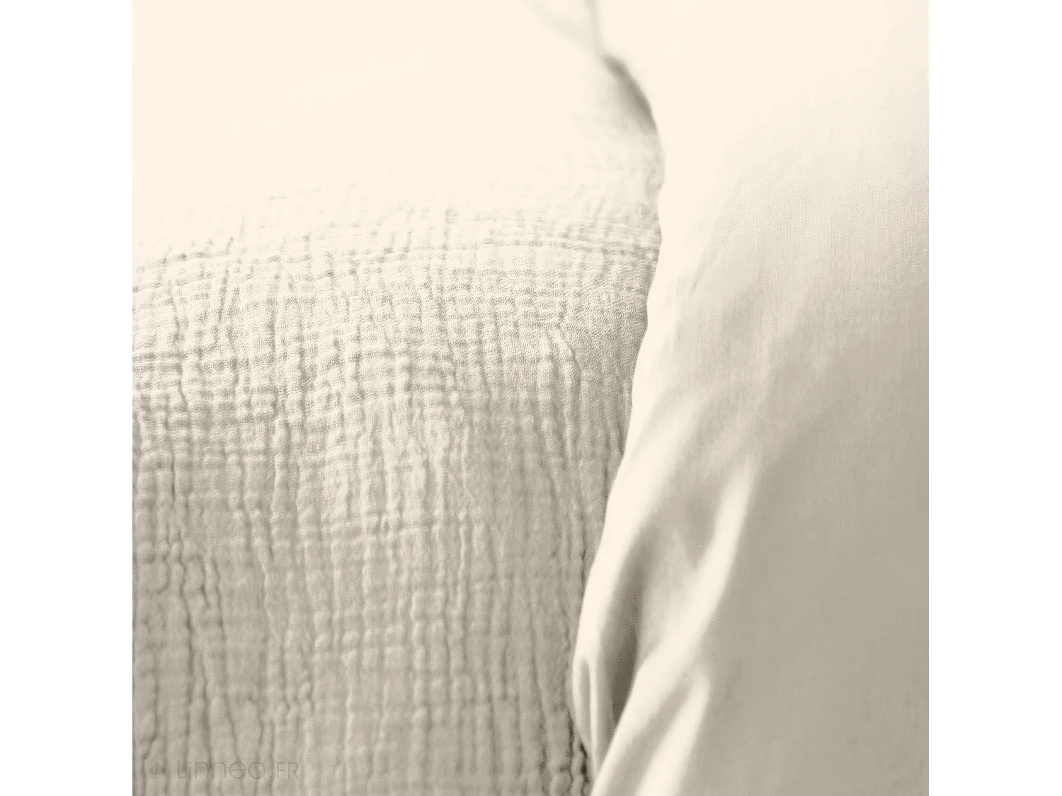 Parure de lit 260x240 cm double gaze de coton GAZGAZ beige Galet