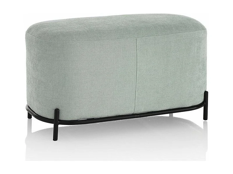 Banquette tissu vert et pieds métal noir Tivany L 82cm