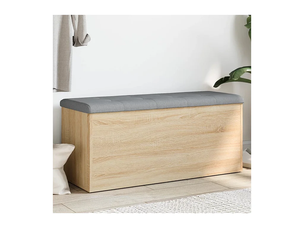 Banco con almacenaje madera ingeniería roble Sonoma 102x42x45cm
