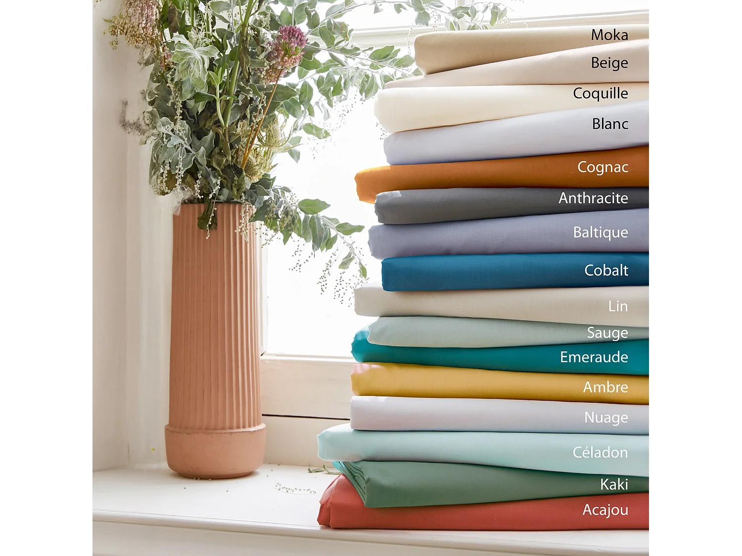 Drap housse 90x200 cm bonnet 40 cm percale de coton PASSION PERCALE bleu Cobalt