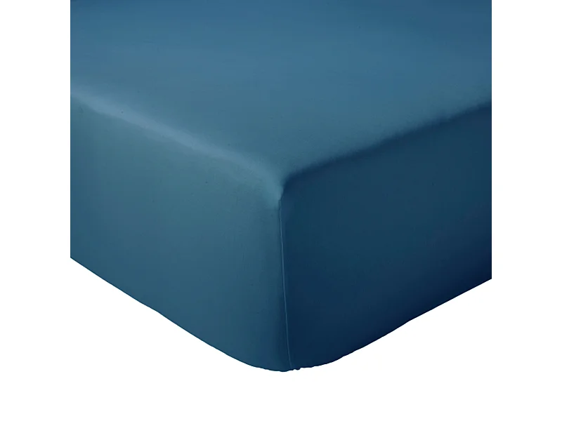 Drap housse 90x190 cm bonnet 30 cm percale de coton PASSION PERCALE bleu Cobalt