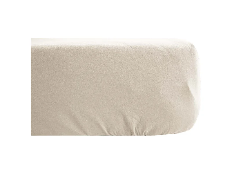 Drap housse en lin lavé froissé 90x190 cm SONATE écru Ficelle