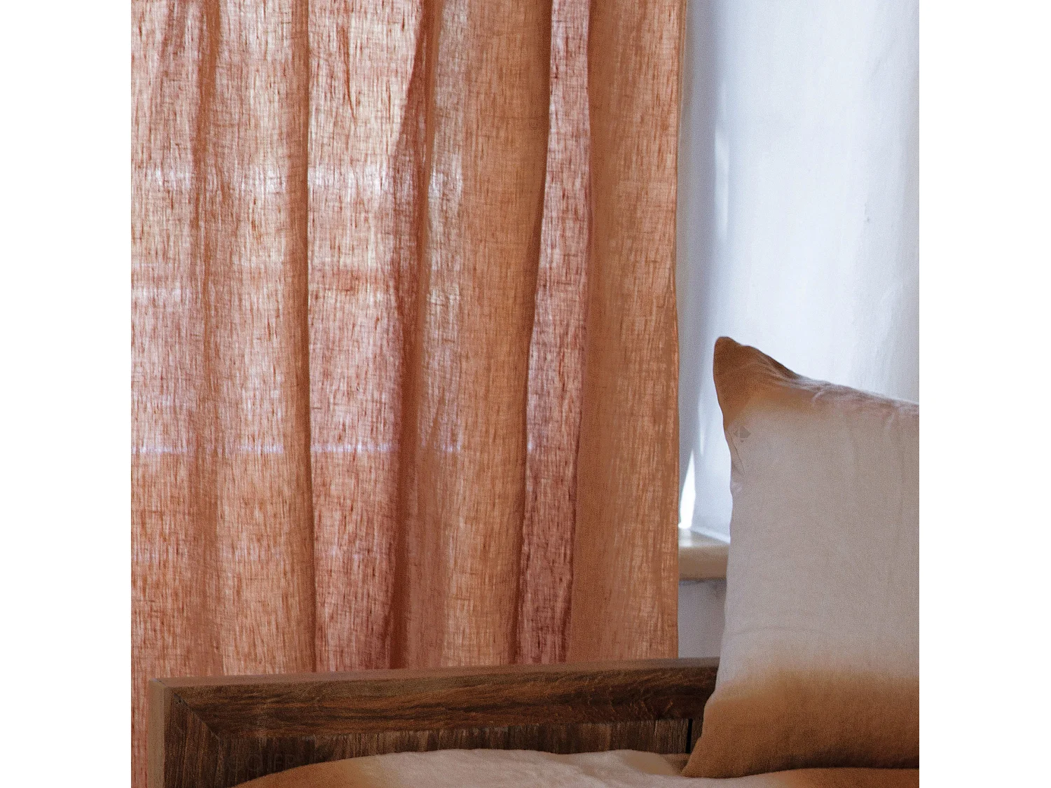 Rideau 140x280 cm voile lin lavé-froissé SONATE DECO beige Chanvre