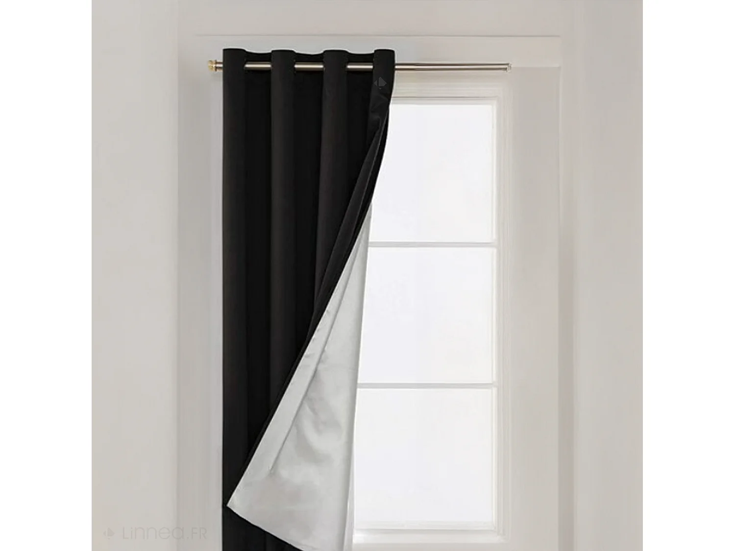Rideau thermique isolant polyester et aluminium SMOOTH 135x240 cm noir