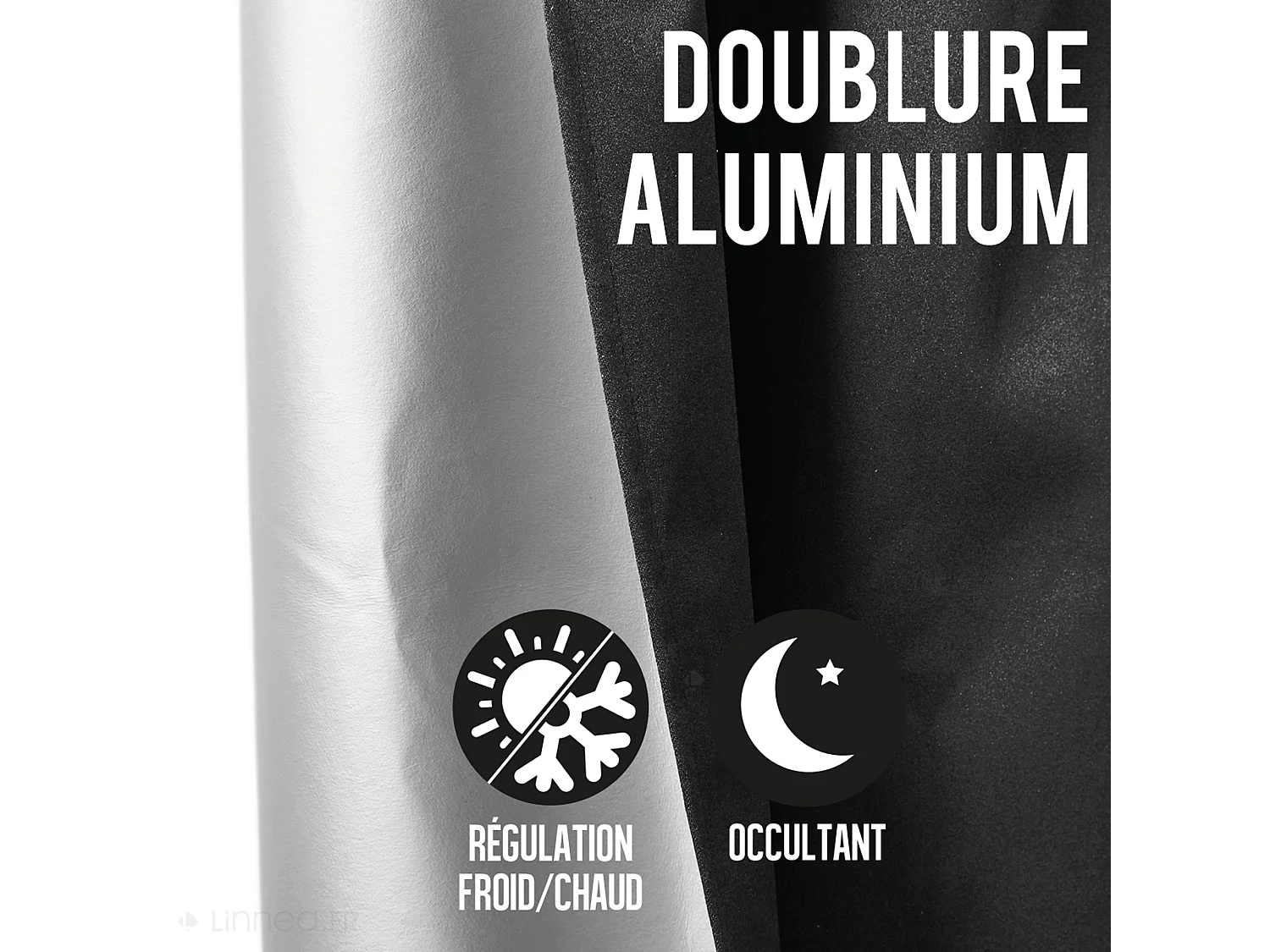 Rideau thermique isolant polyester et aluminium SMOOTH 135x240 cm noir