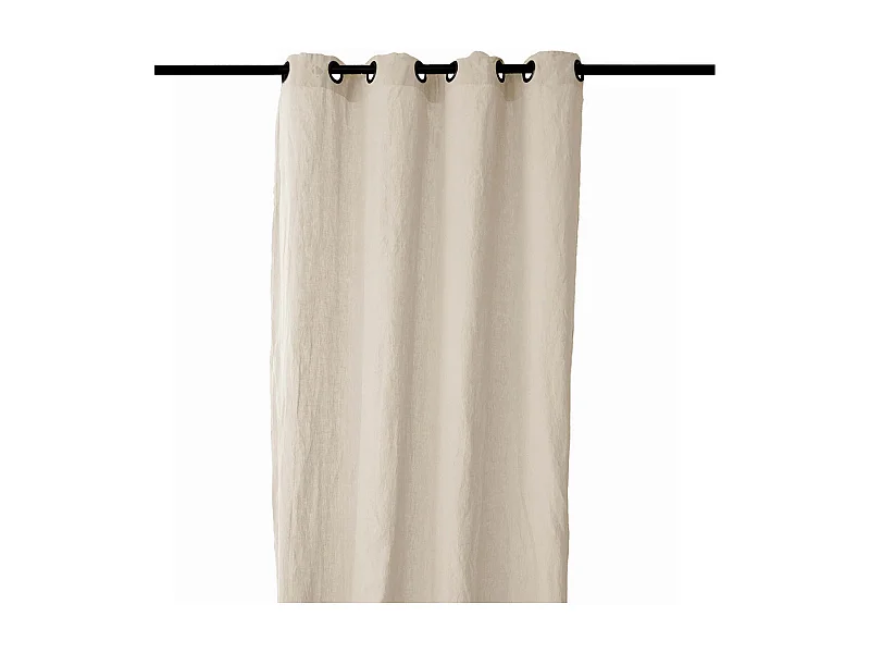 Rideau 140x280 cm voile lin lavé-froissé SONATE DECO gris Ficelle