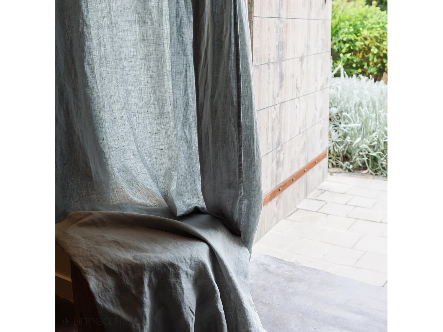 Rideau 140x280 cm voile lin lavé-froissé SONATE DECO gris Ficelle