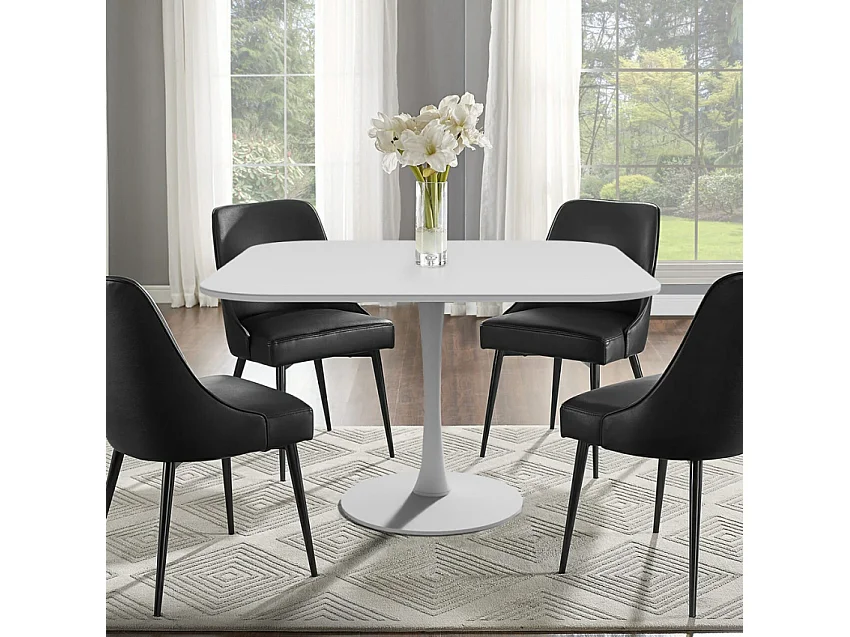 Table carrée blanc mat Tulipa 80cm