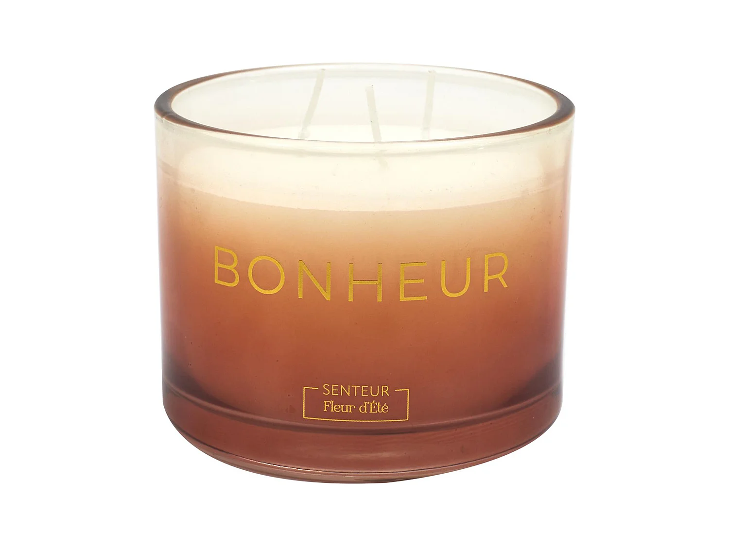Bougie parfumée 3 mèches en coton AMOUR ET PASSION à la cire de parafine senteur fleur d'été orange