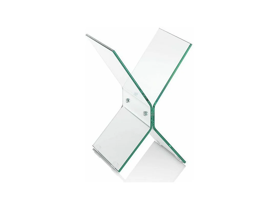 Table d'appoint avec porte-magazine verre transparent Kera