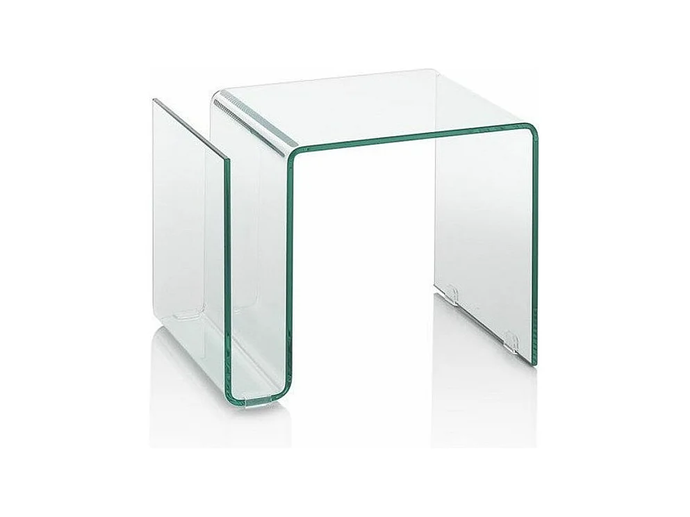 Table d'appoint avec porte-magazine verre transparent Oze