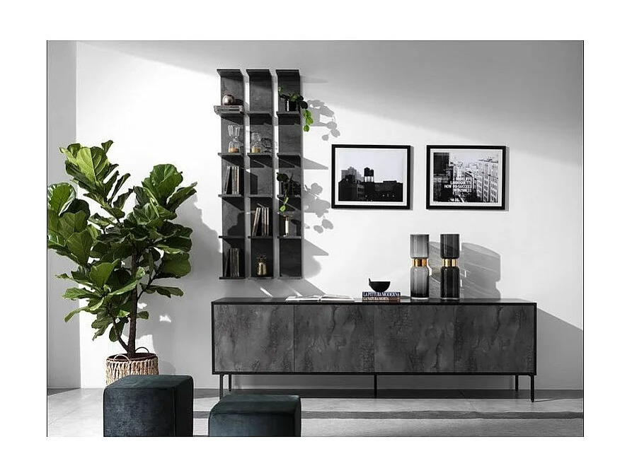 Étagère murale 5 niveaux mélaminé gris Lobis