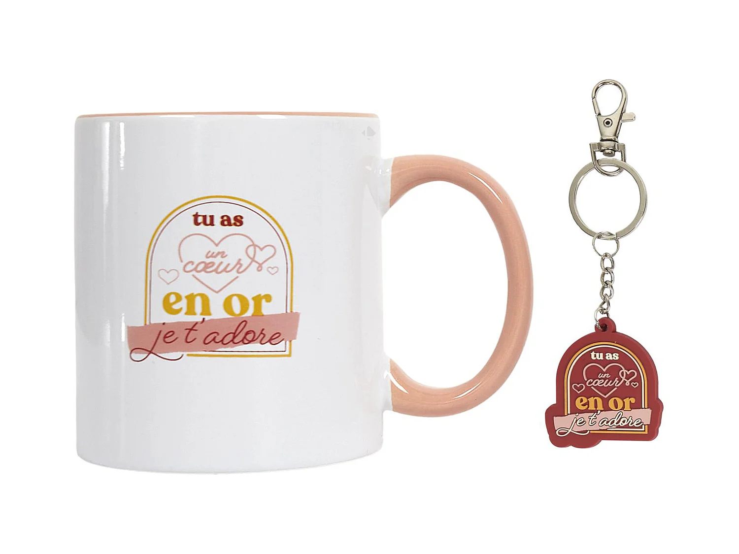 Mug en céramique 30 cl et son porte clé collection PAMPELONNE rouge