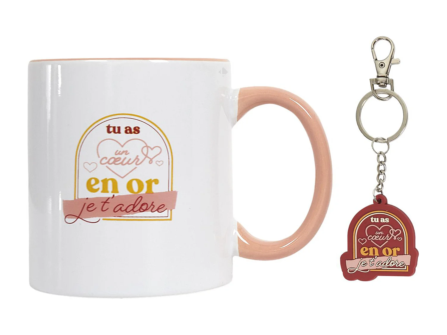 Mug en céramique 30 cl et son porte clé collection PAMPELONNE rouge