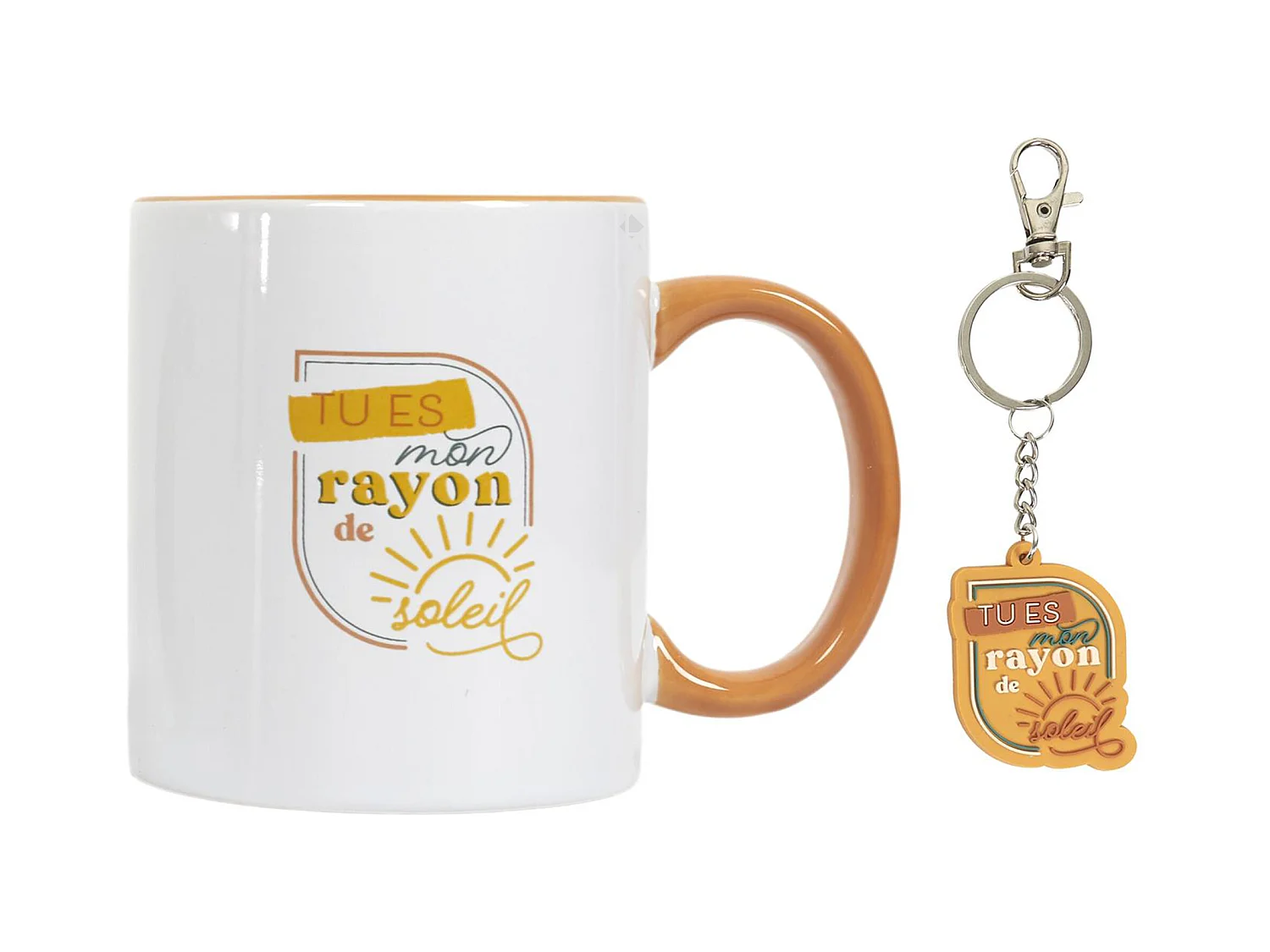 Mug en céramique 30 cl et son porte clé collection PAMPELONNE orange