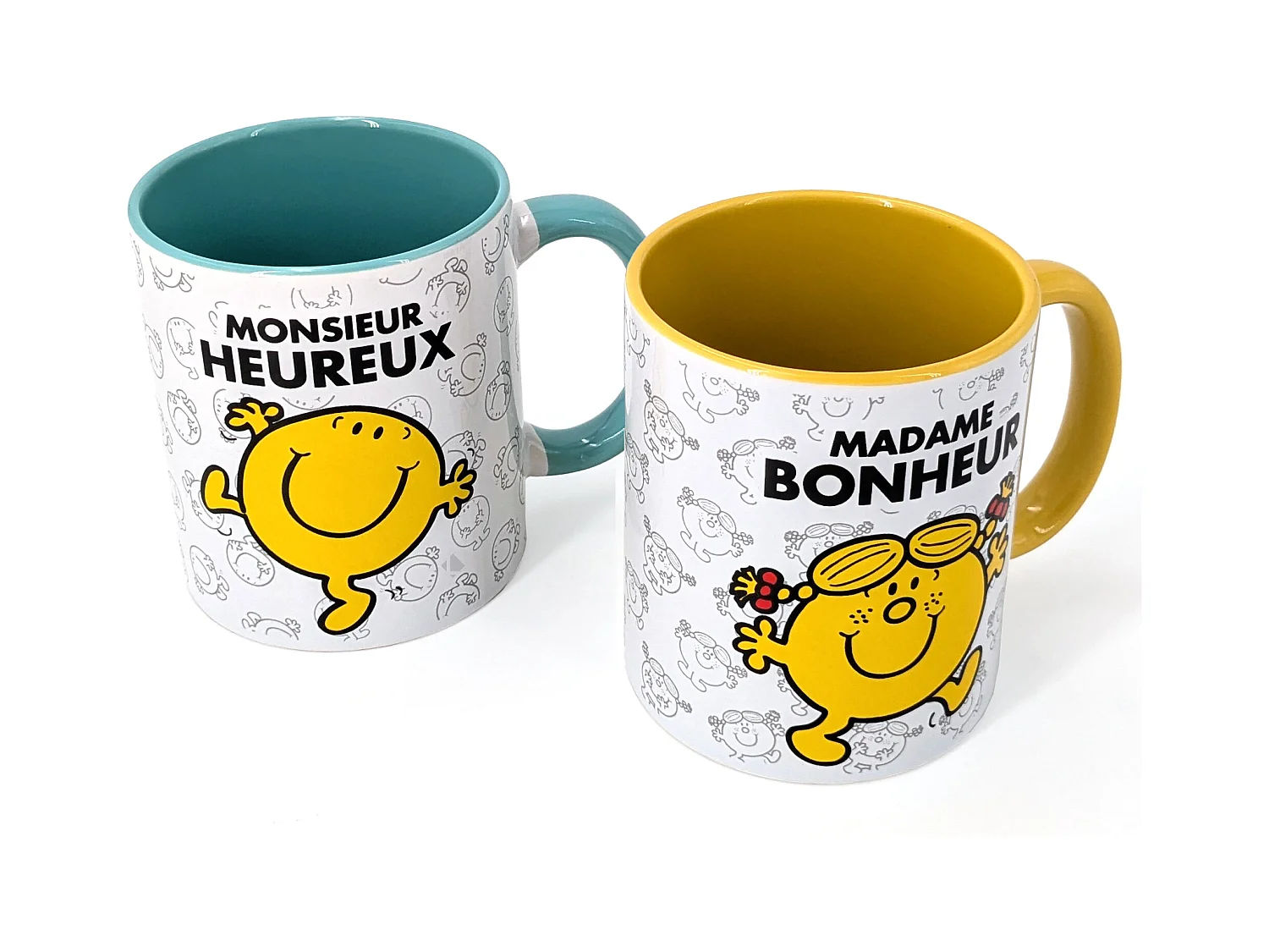 Lot de 2 mugs Madame MONSIEUR MADAME modèle Bonheur et Heureux