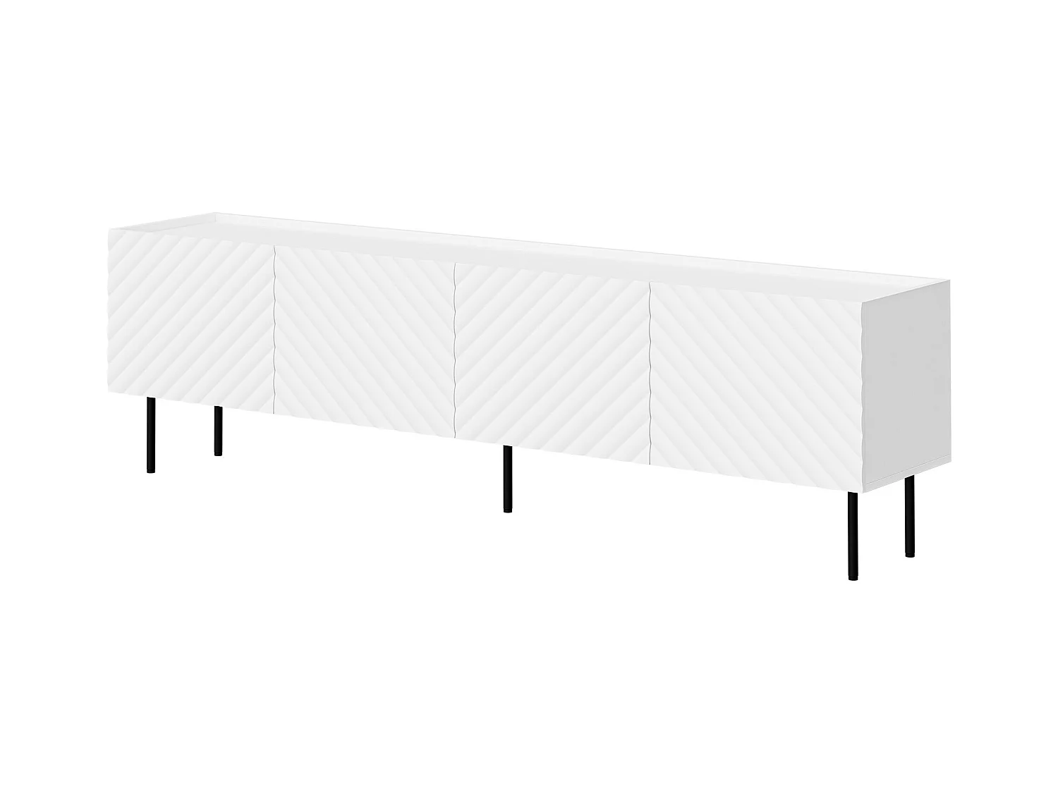 Meuble TV Mortali 104, Blanc|Noir, 200x59x40cm