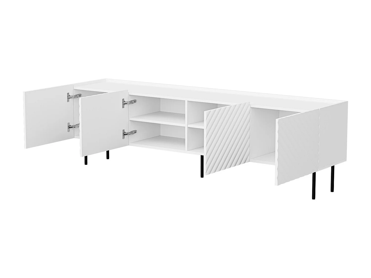 Meuble TV Mortali 104, Blanc|Noir, 200x59x40cm