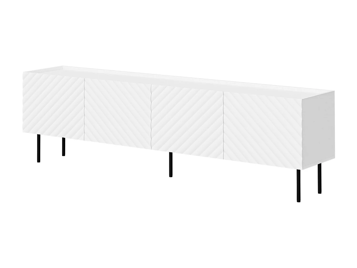 Mobile porta TV Mortali 104, Bianco|Nero, 200x59x40cm