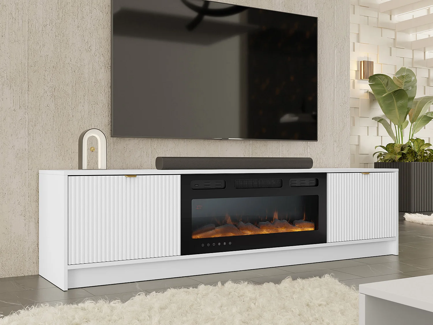 Meuble TV Comfivo Larmire 109, Blanc, 182x48x40cm
