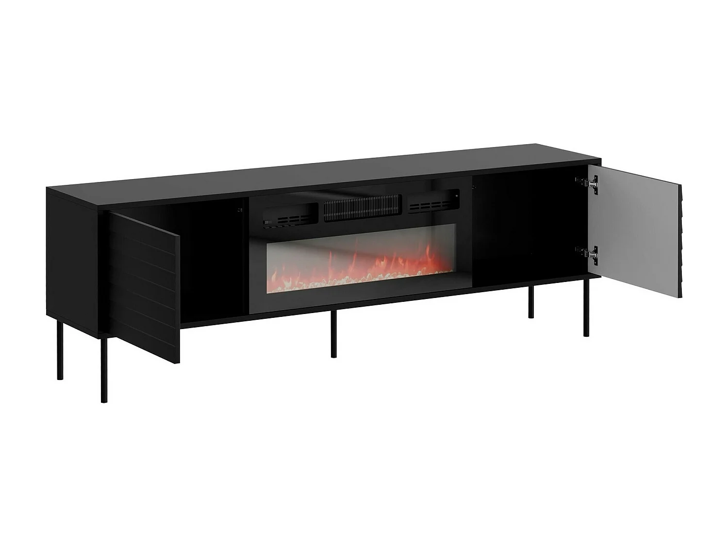 Meuble TV Flosoru 108, Noir, 180x60x40cm