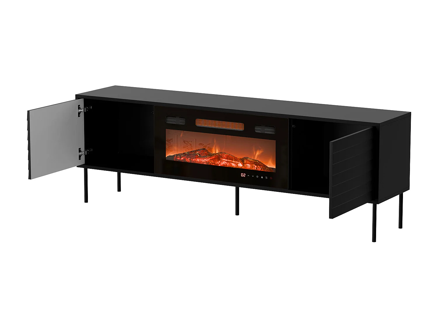 Meuble TV Flosoru 108, Noir, 180x60x40cm