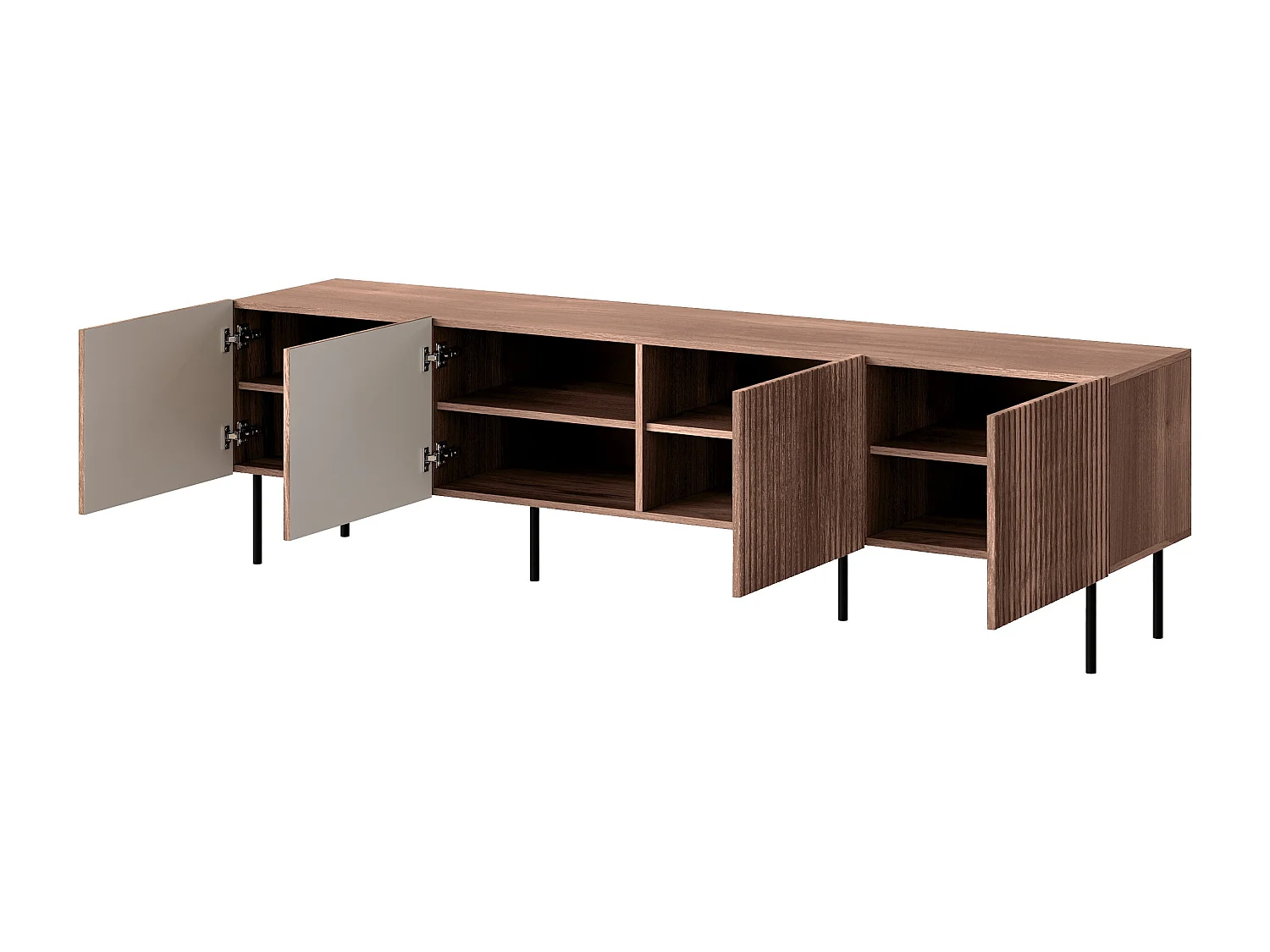 Meuble TV Melala 104, Noyer|Noir, 201x58x40cm