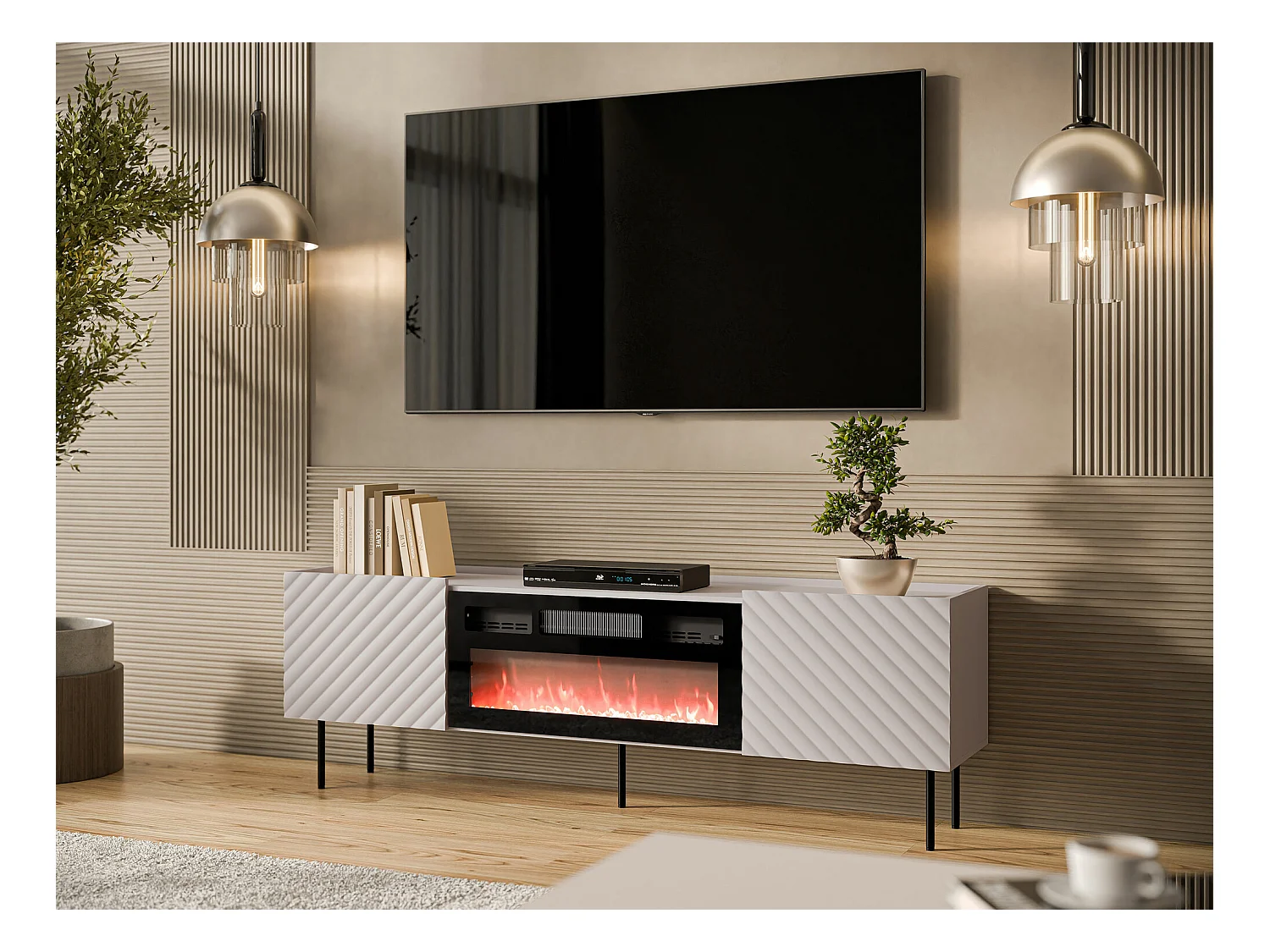 Mobile porta TV Mortali 106, Cachemire|Nero, 181x59x40cm
