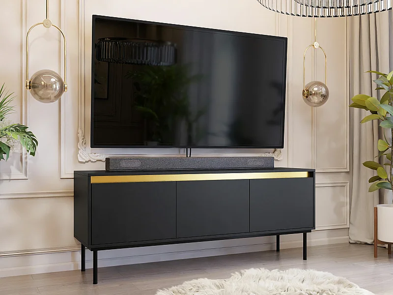 Meuble TV Comfivo 494, Noir, 150x60x40cm