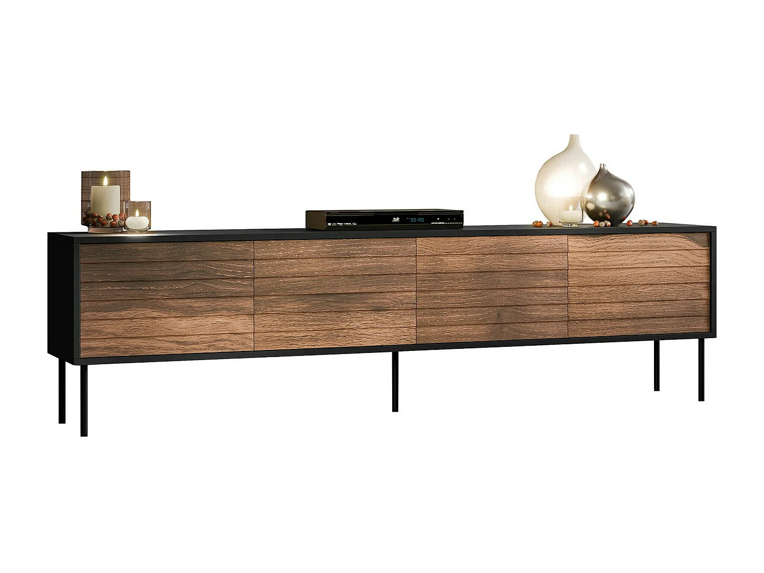 Mobile porta TV Flosoru 105, Noce|Nero, 200x55x40cm