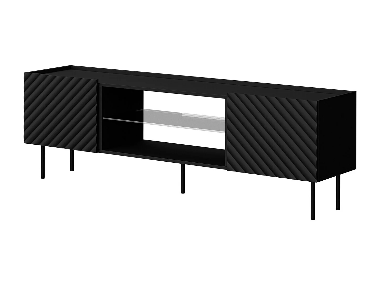 Meuble TV Mortali 105, Noir, 181x59x40cm