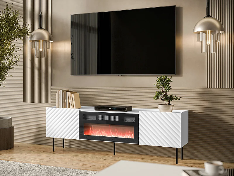 Meuble TV Mortali 106, Noir|Blanc, 181x59x40cm