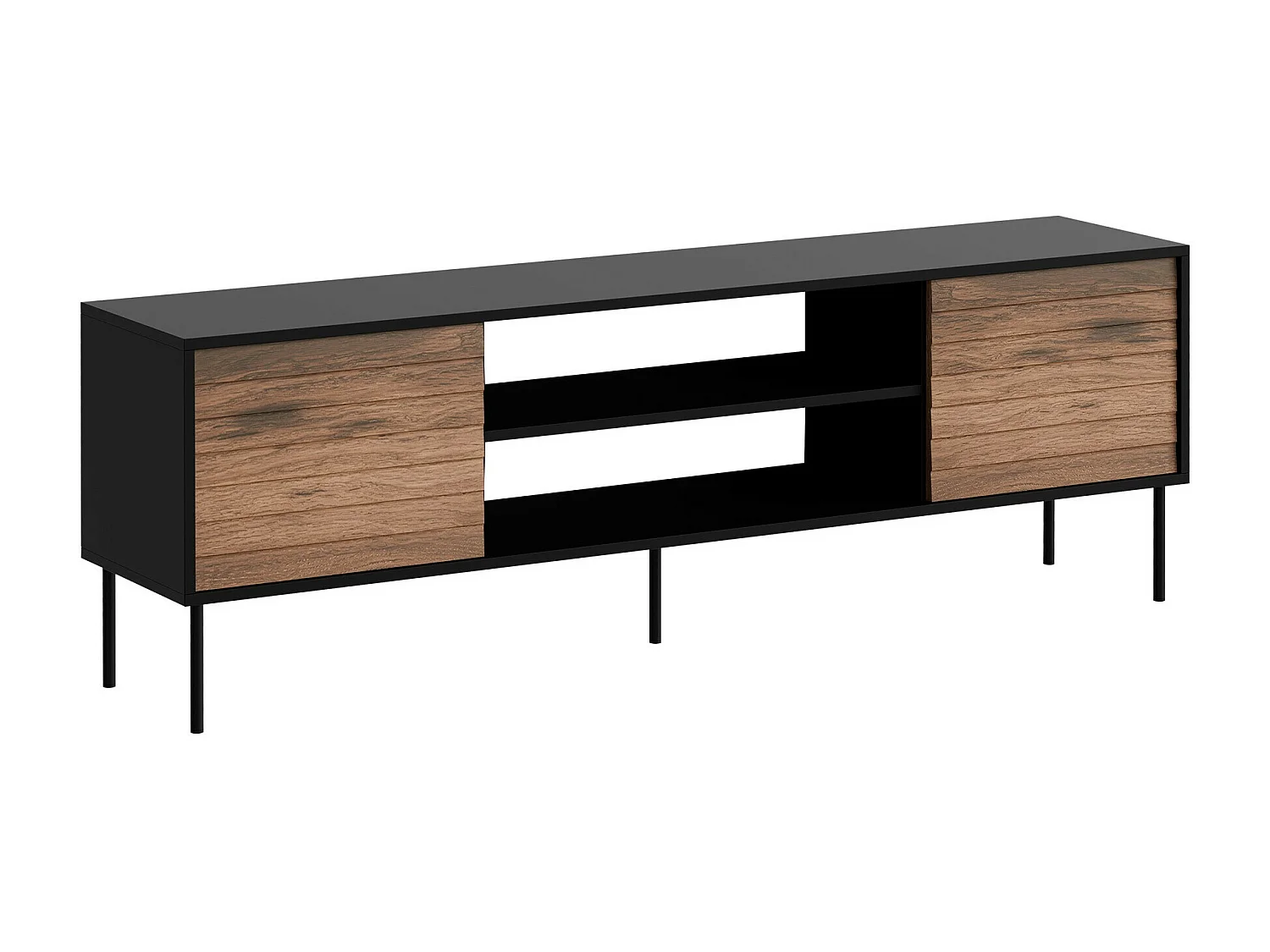 Meuble TV Flosoru 104, Noyer|Noir, 180x60x40cm