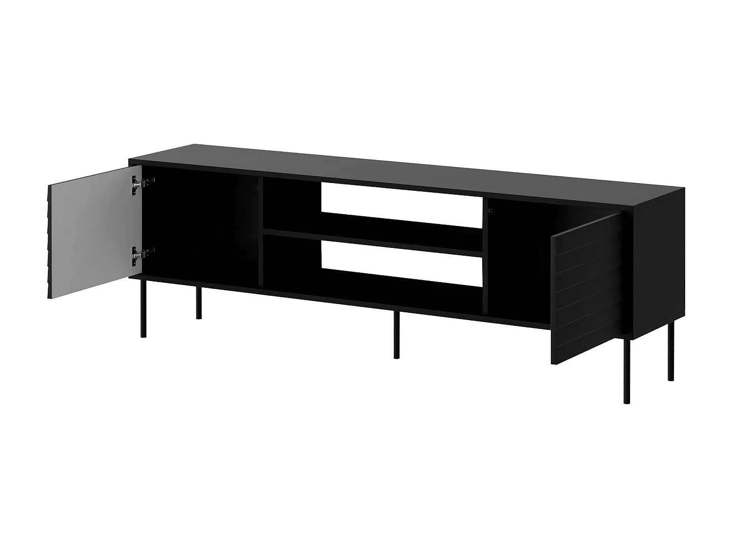 Meuble TV Flosoru 104, Noyer|Noir, 180x60x40cm