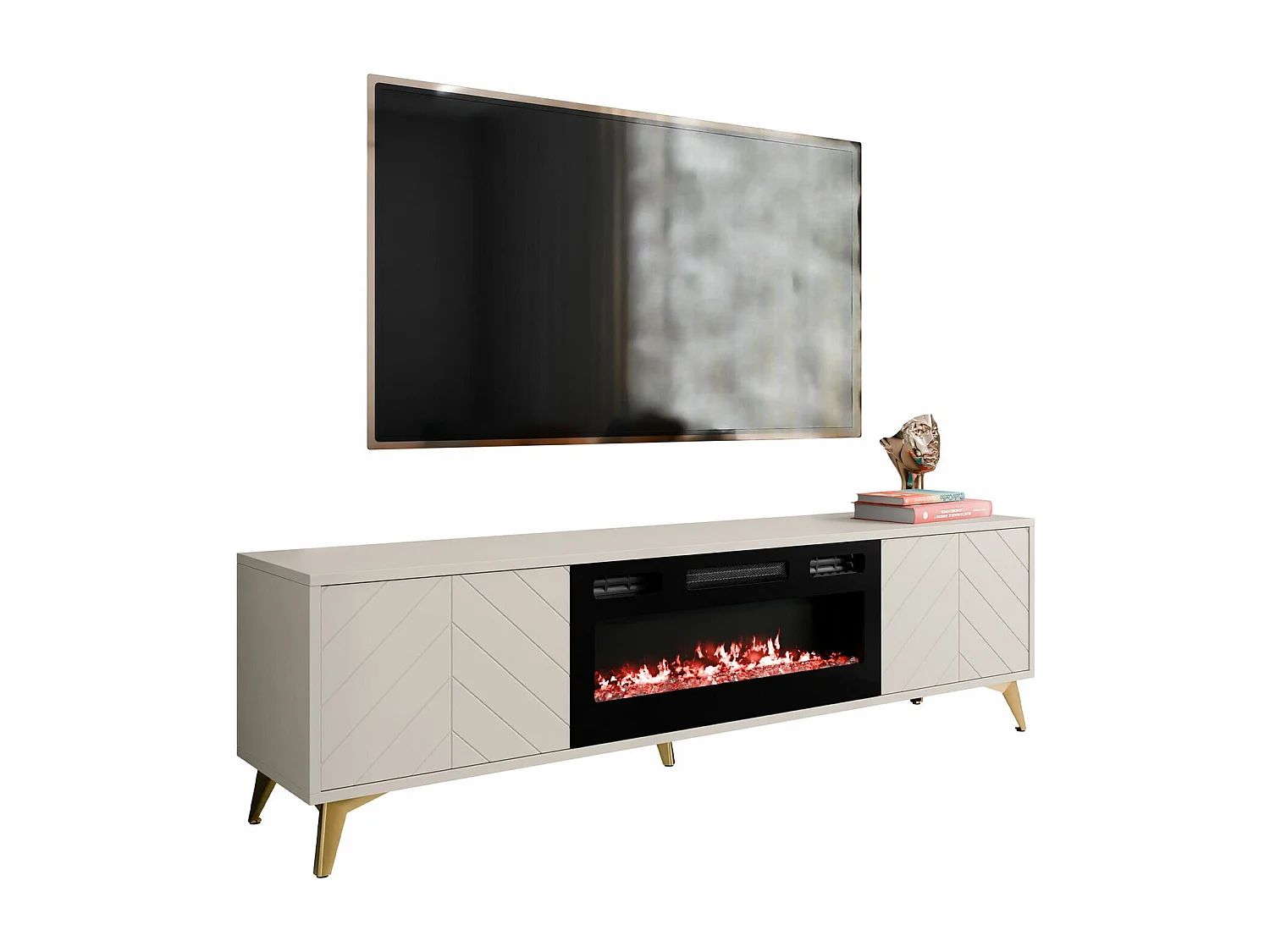 Meuble TV Comfivo Camlue 110, Beige, 184x53x40cm